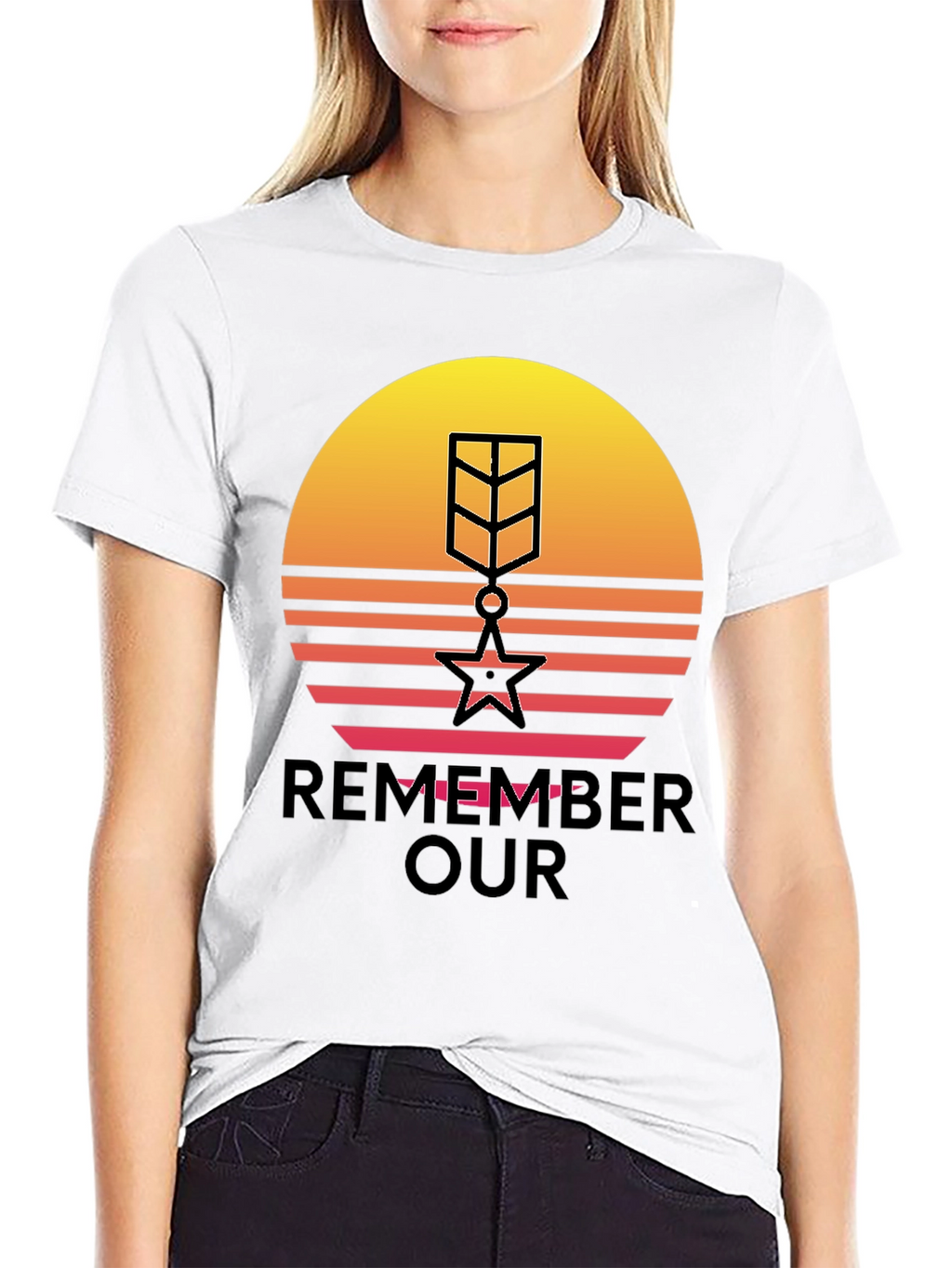 Retro Sunset Remember Our Heroes T-Shirt