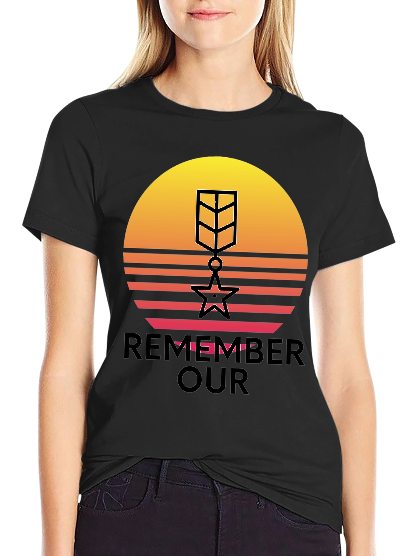 Retro Sunset Remember Our Heroes T-Shirt