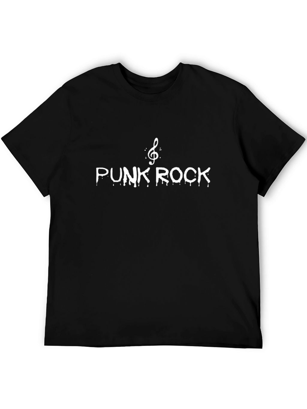 Punk Rock Music Note Graphic Black T-Shirt