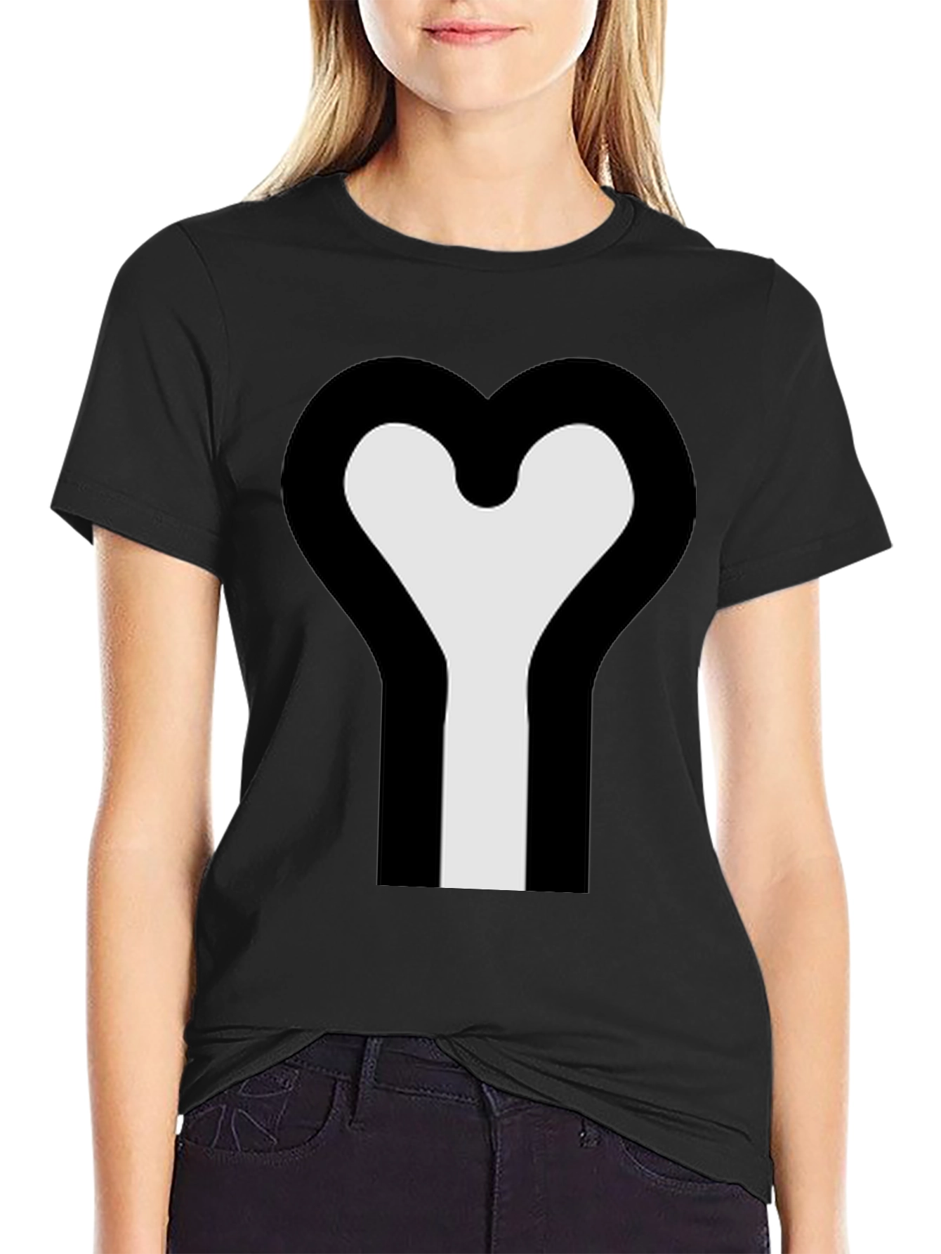 Abstract Heart Graphic Tee - Modern Minimalist Design