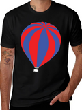 Striped Hot Air Balloon Graphic T-Shirt