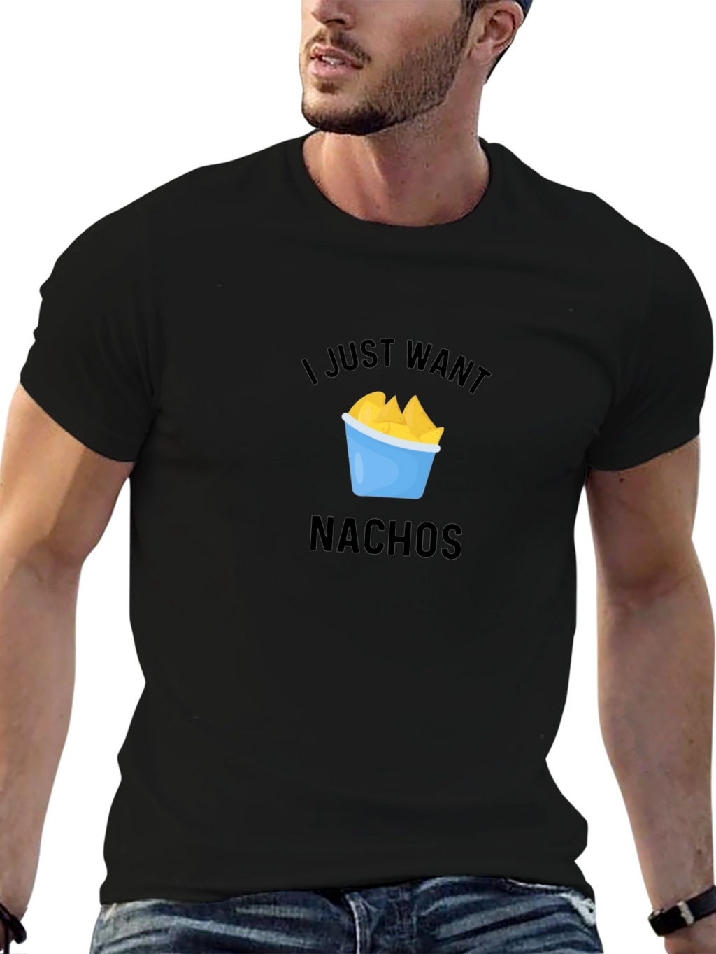 I Just Want Nachos Black T-Shirt