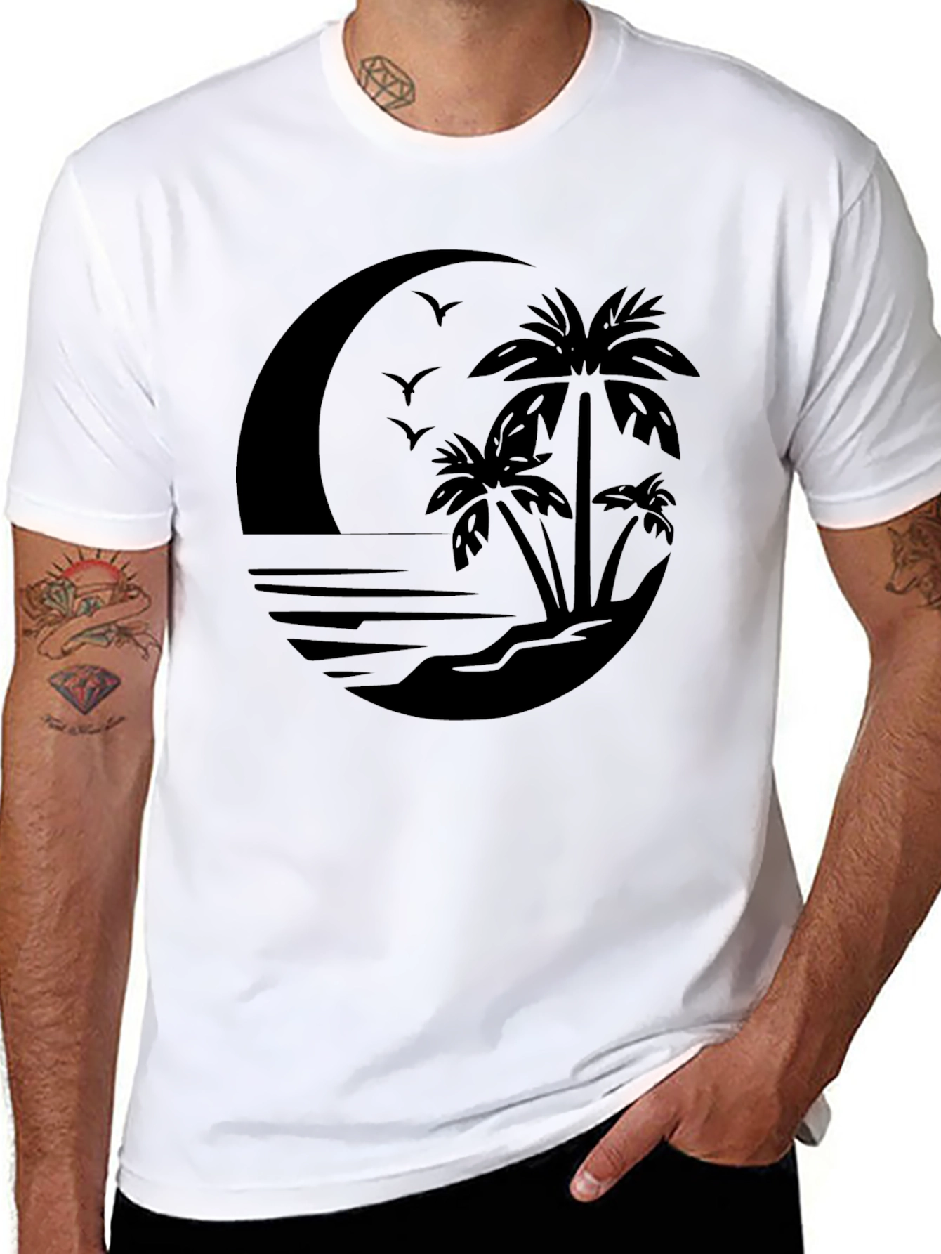 Tropical Paradise Black T-Shirt