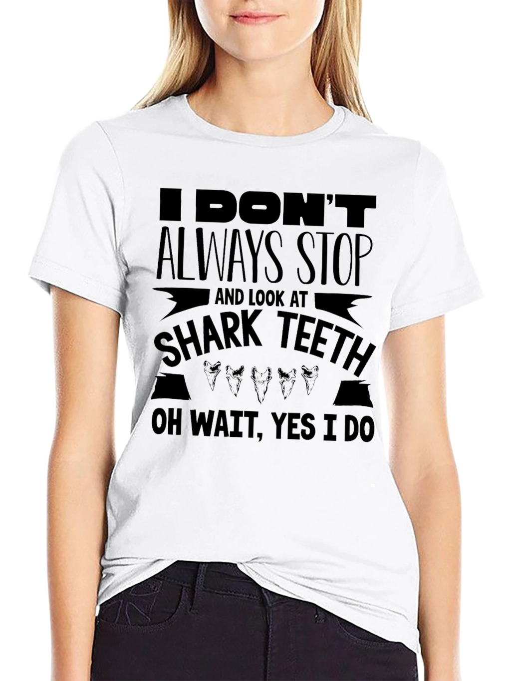 Funny Shark Teeth T-Shirt - Stop & Look