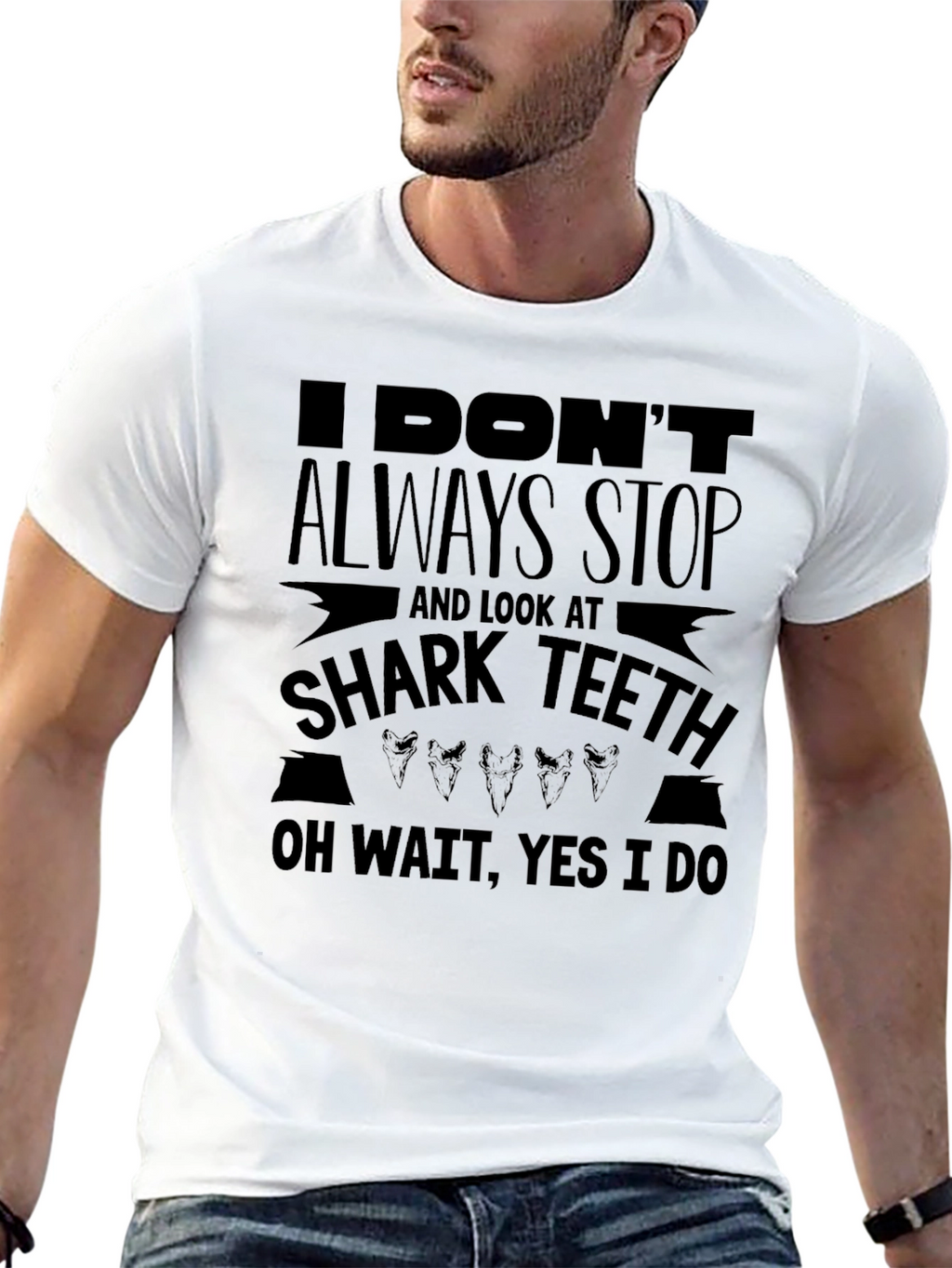 Funny Shark Teeth T-Shirt - Stop & Look