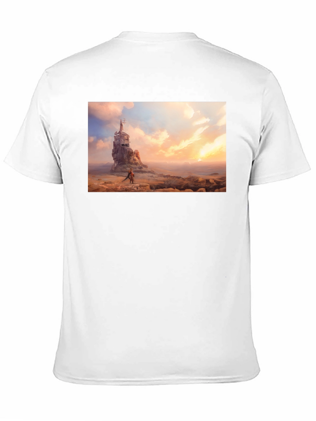 Artistic Black T-Shirt - Seaside Castle Print