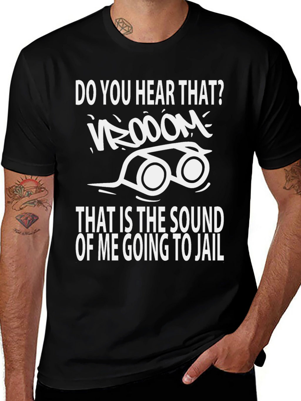 Vroom Going to Jail Black Graphic Tee