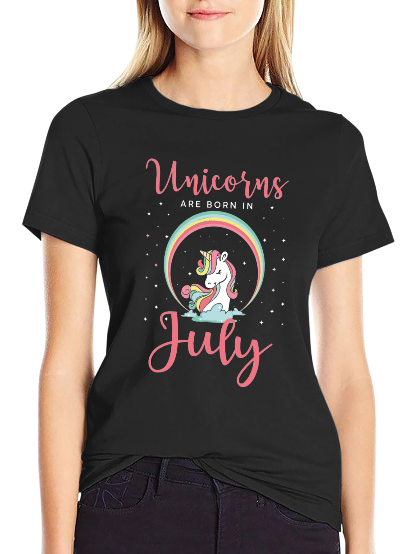 Unicorns Born in July T-Shirt - Birthday Gift