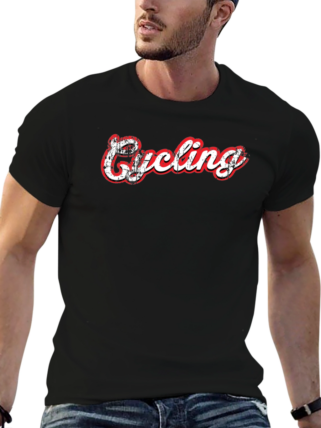 Cycling Graphic Print Black T-Shirt