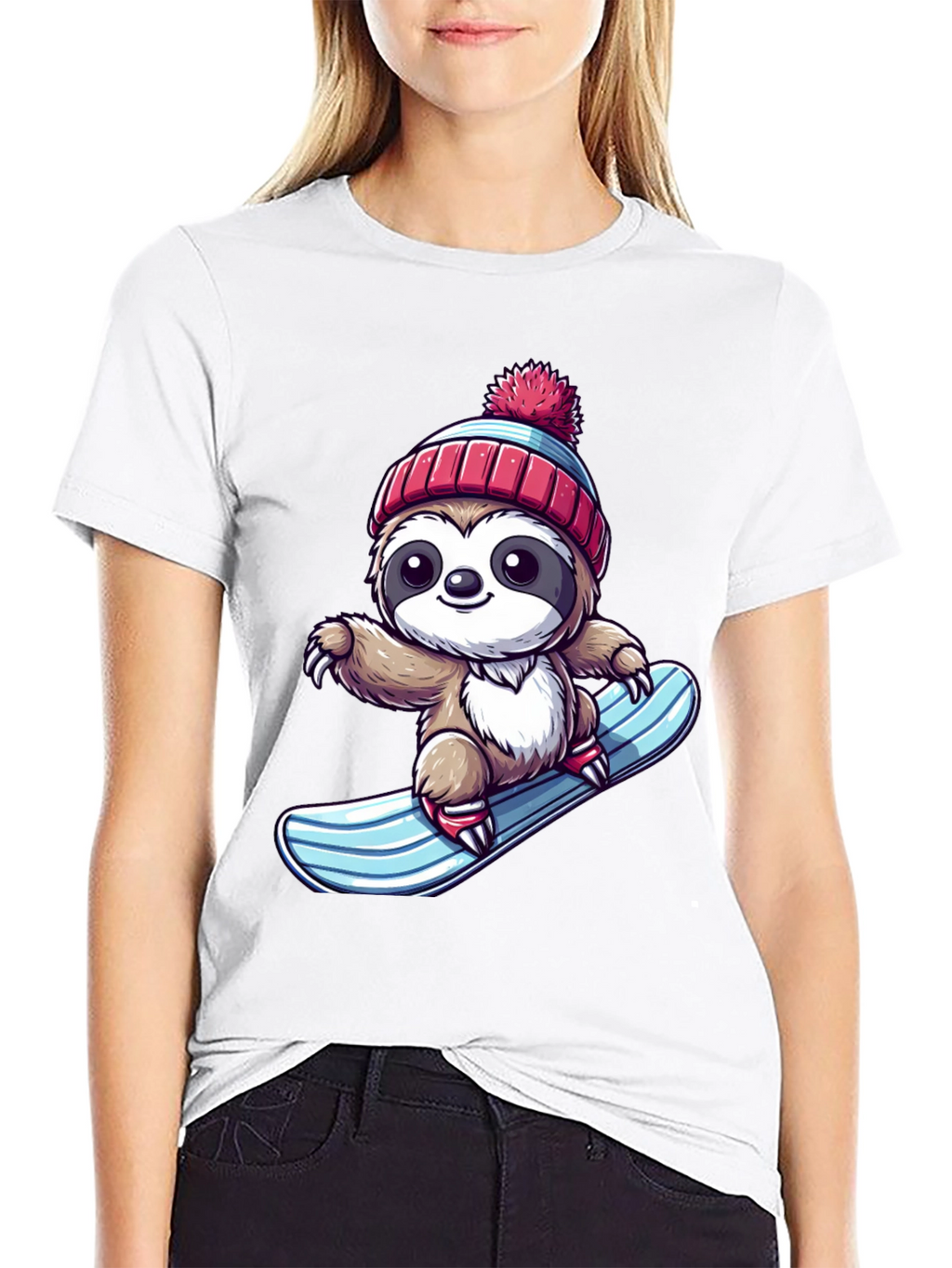 Sloth Snowboarder Graphic Tee - Cool & Fun!