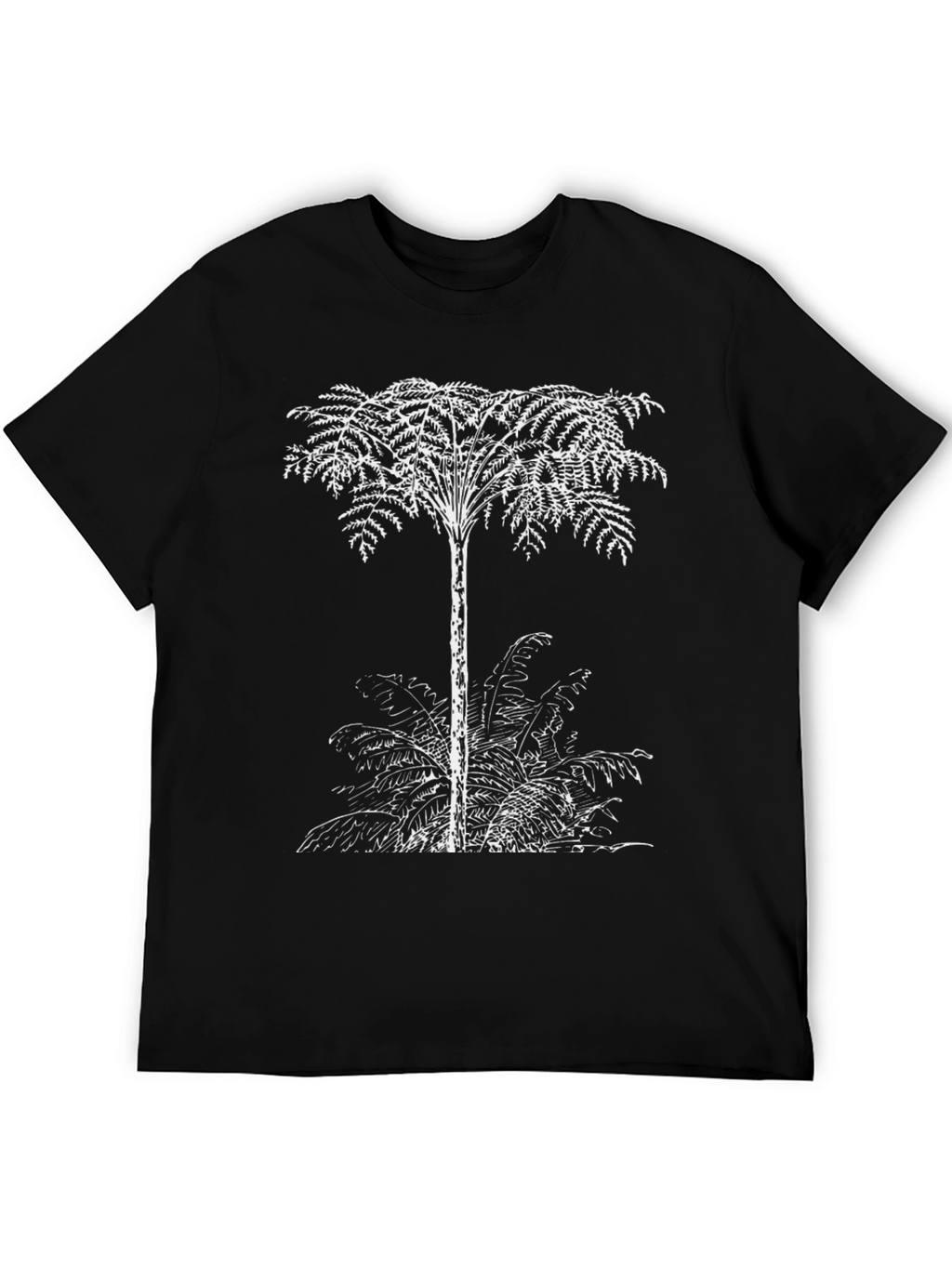 Fern Tree Graphic Tee - Black Cotton T-Shirt
