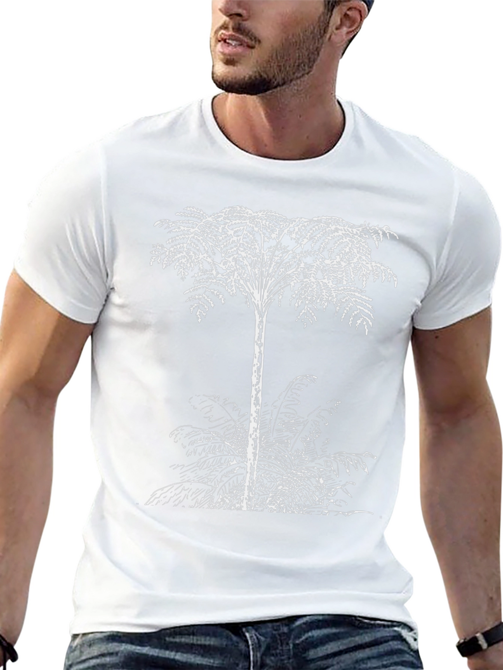 Fern Tree Graphic Tee - Black Cotton T-Shirt