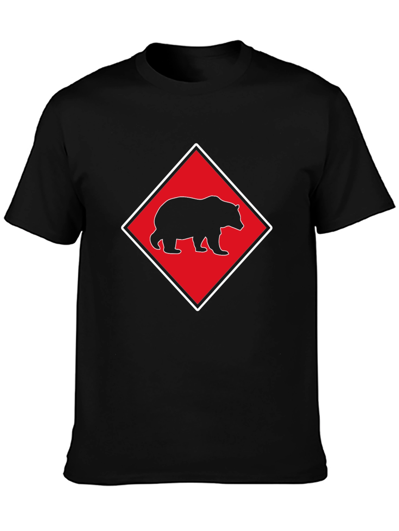 Bear Diamond Graphic T-Shirt - Black