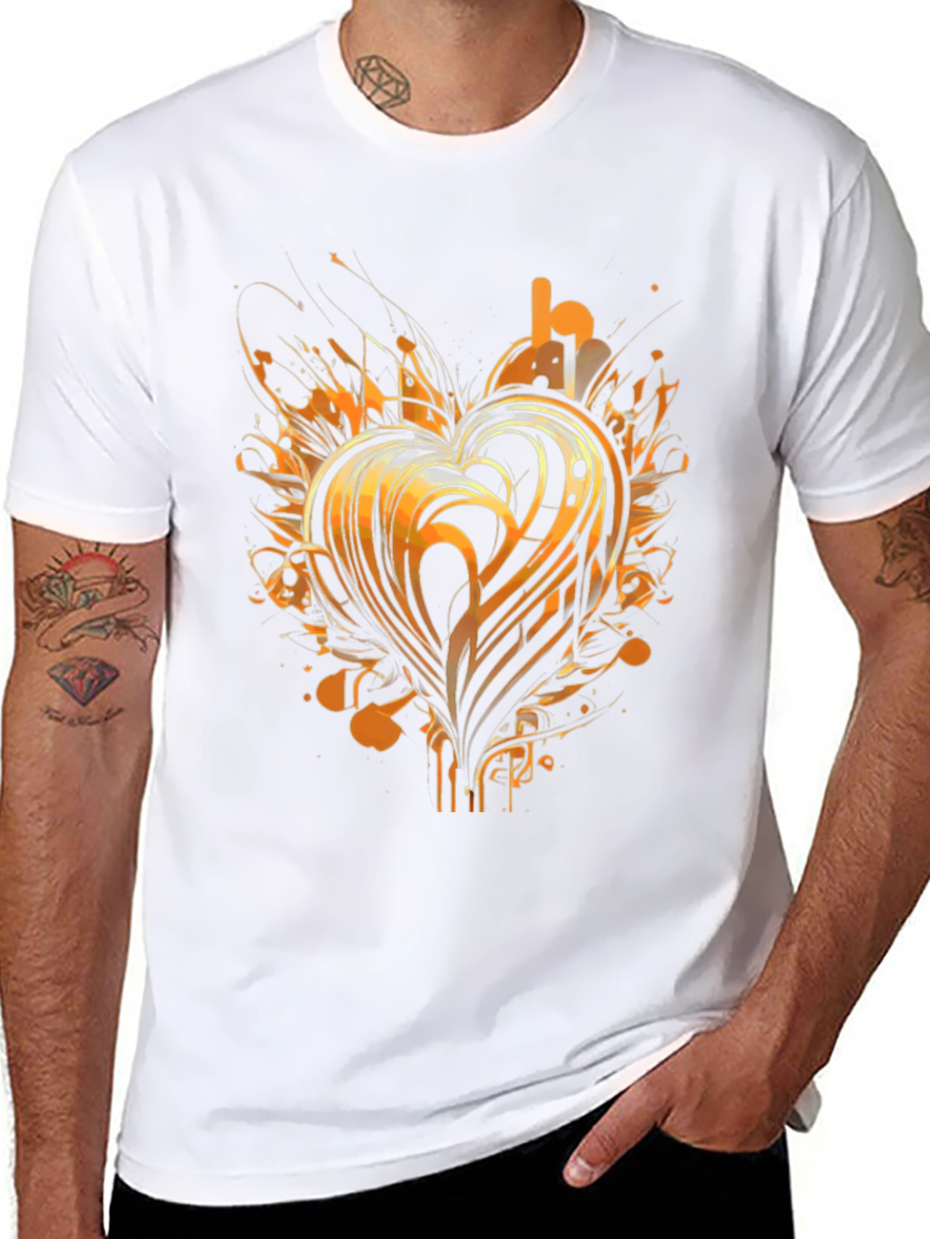 Abstract Heart Graphic Tee - Black