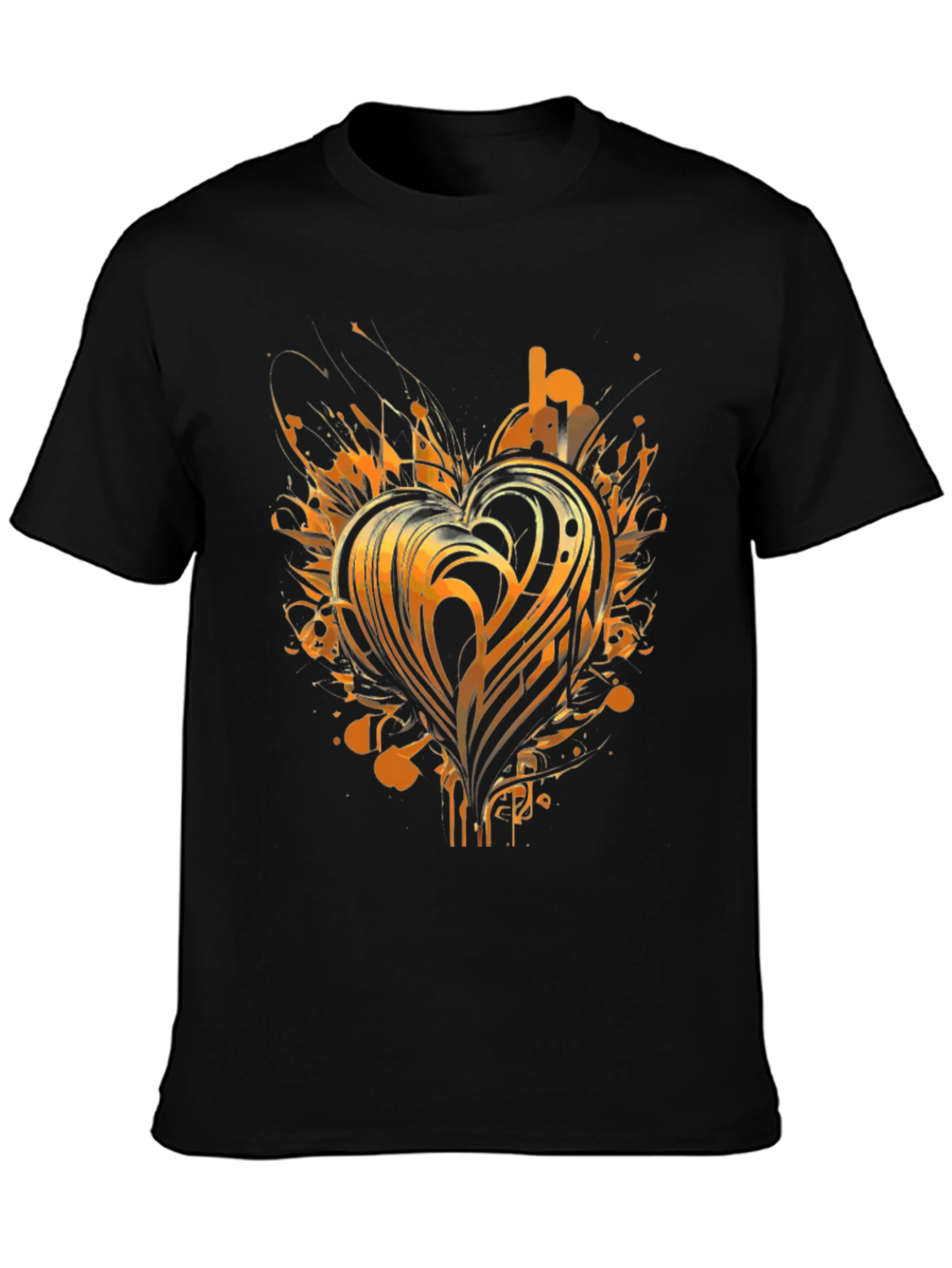 Abstract Heart Graphic Tee - Black
