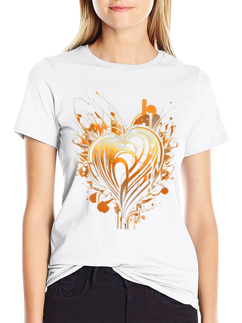 Abstract Heart Graphic Tee - Black