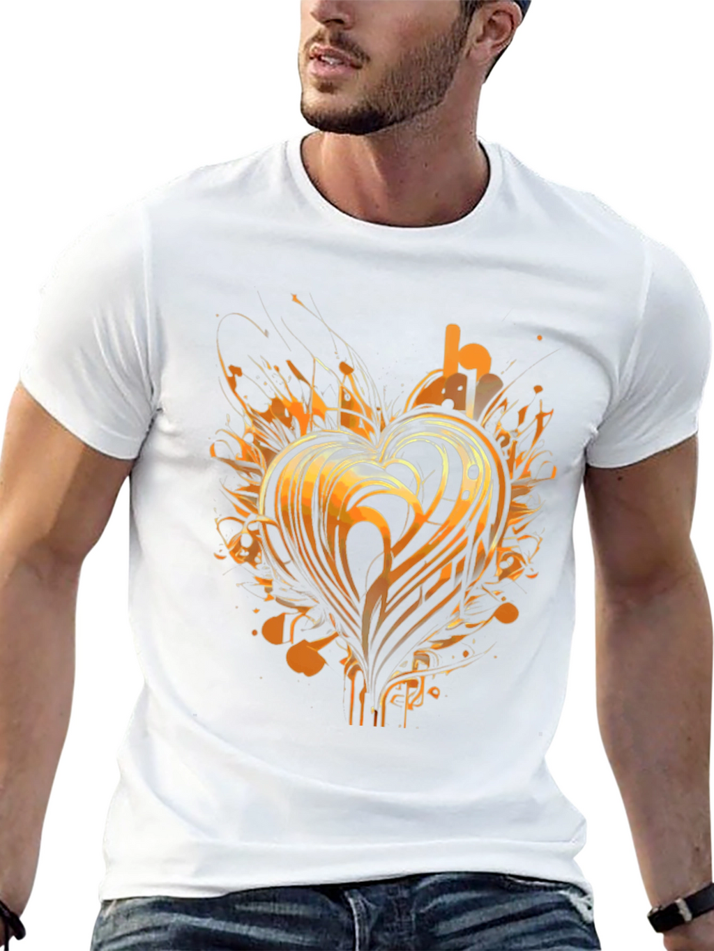 Abstract Heart Graphic Tee - Black