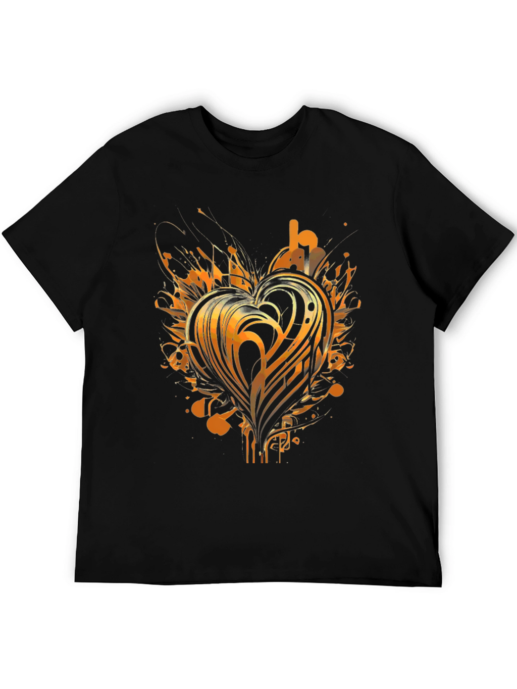 Abstract Heart Graphic Tee - Black