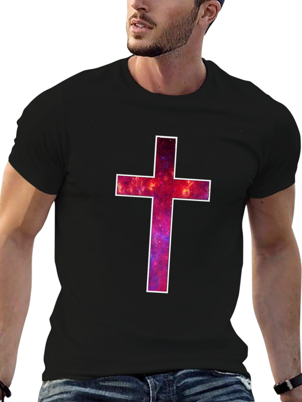Galaxy Cross Graphic Tee - Mens Black T-Shirt