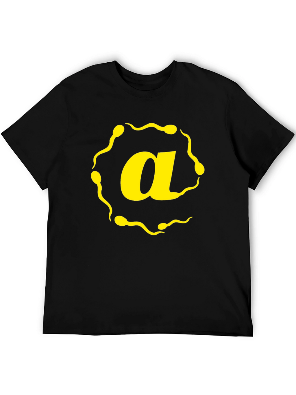 Sperm Letter A Graphic T-Shirt - Black Cotton Tee