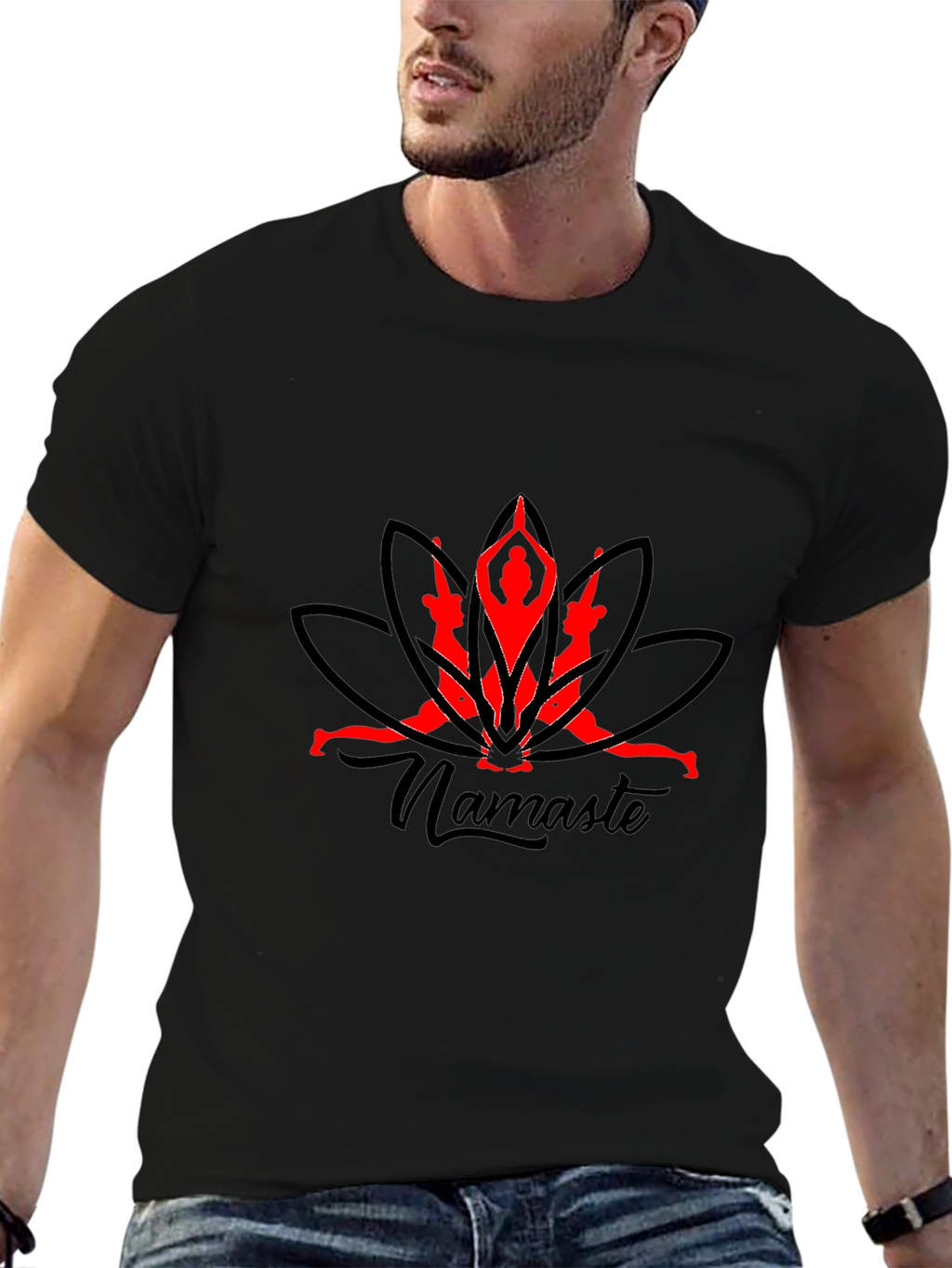 Yoga Namaste Graphic Black T-Shirt