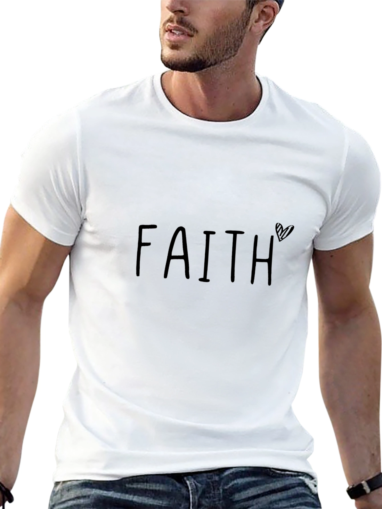 Faith Heart Graphic Tee - Black Casual T-Shirt