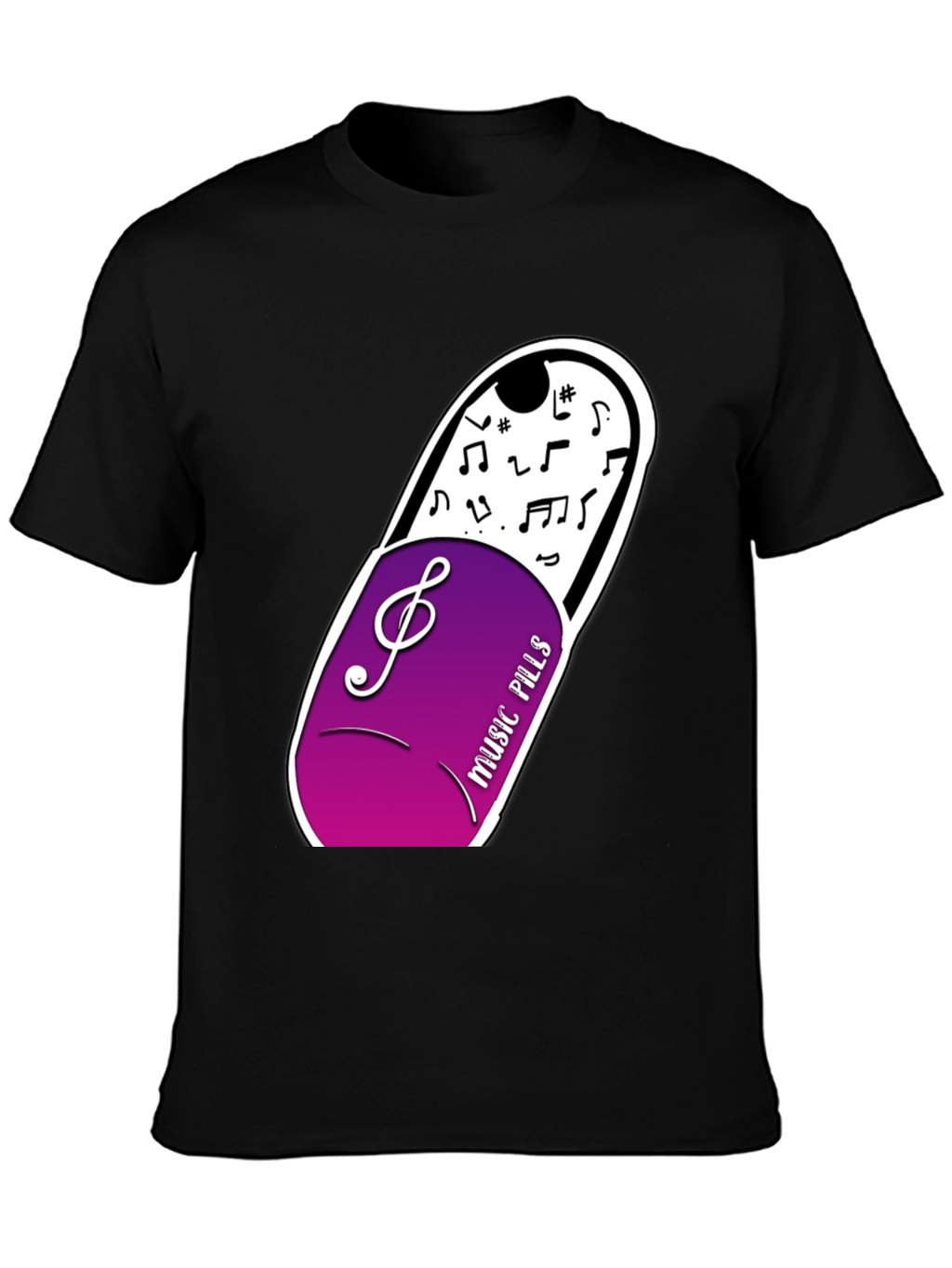 Music Pills Graphic T-Shirt - Black Cotton Tee