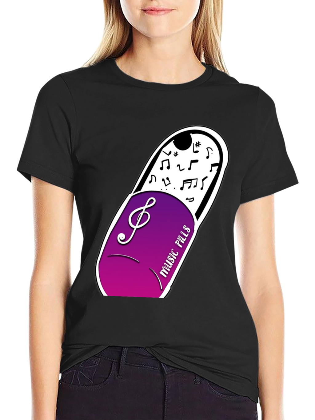 Music Pills Graphic T-Shirt - Black Cotton Tee
