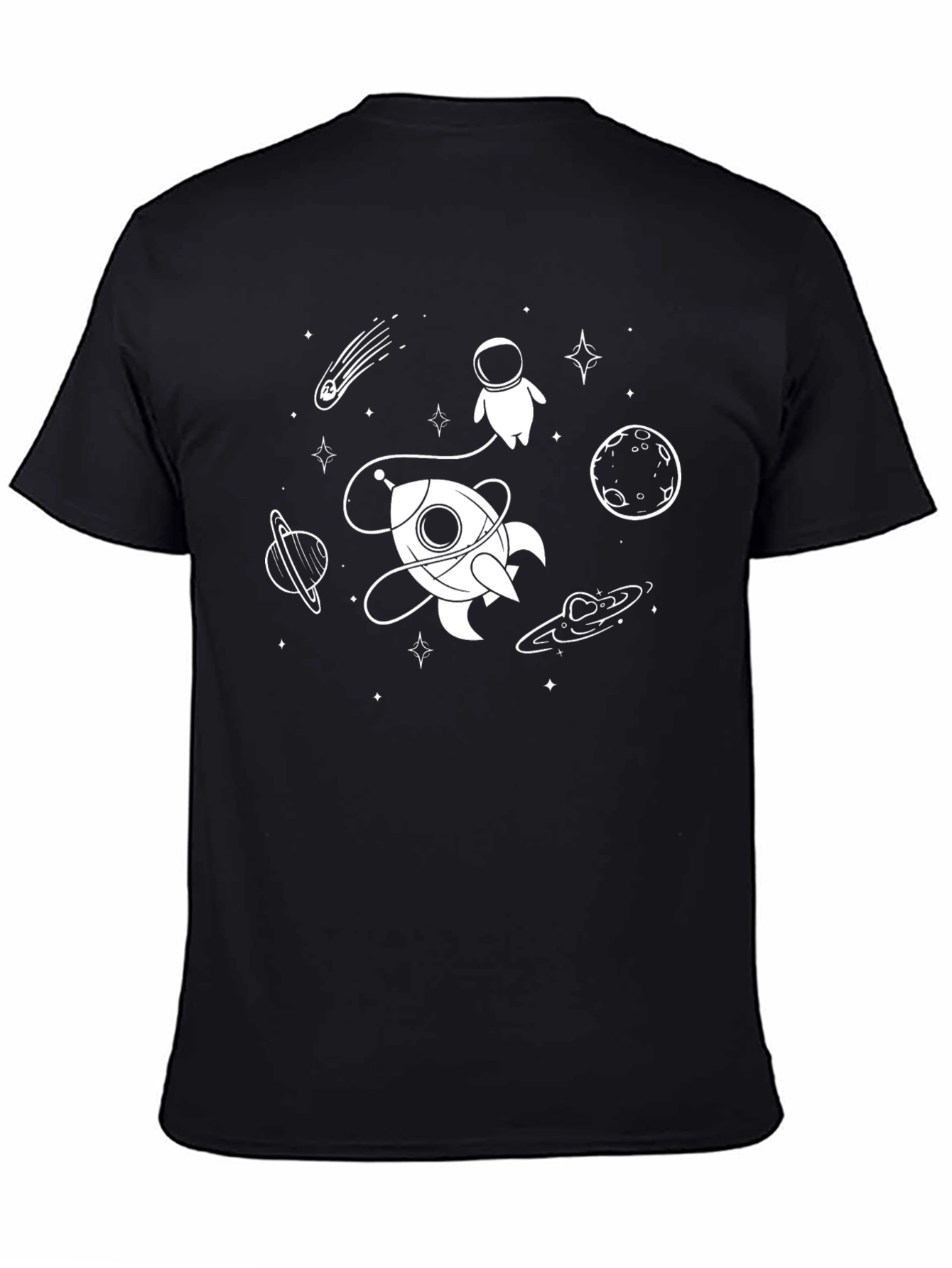 Space Graphic Tee - Astronaut & Rocket Design