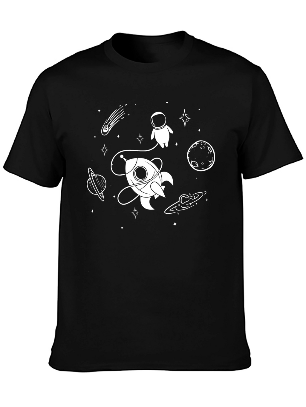 Space Graphic Tee - Astronaut & Rocket Design