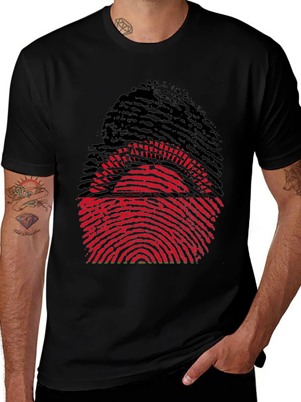 Unique Fingerprint Malawi Flag Graphic Tee