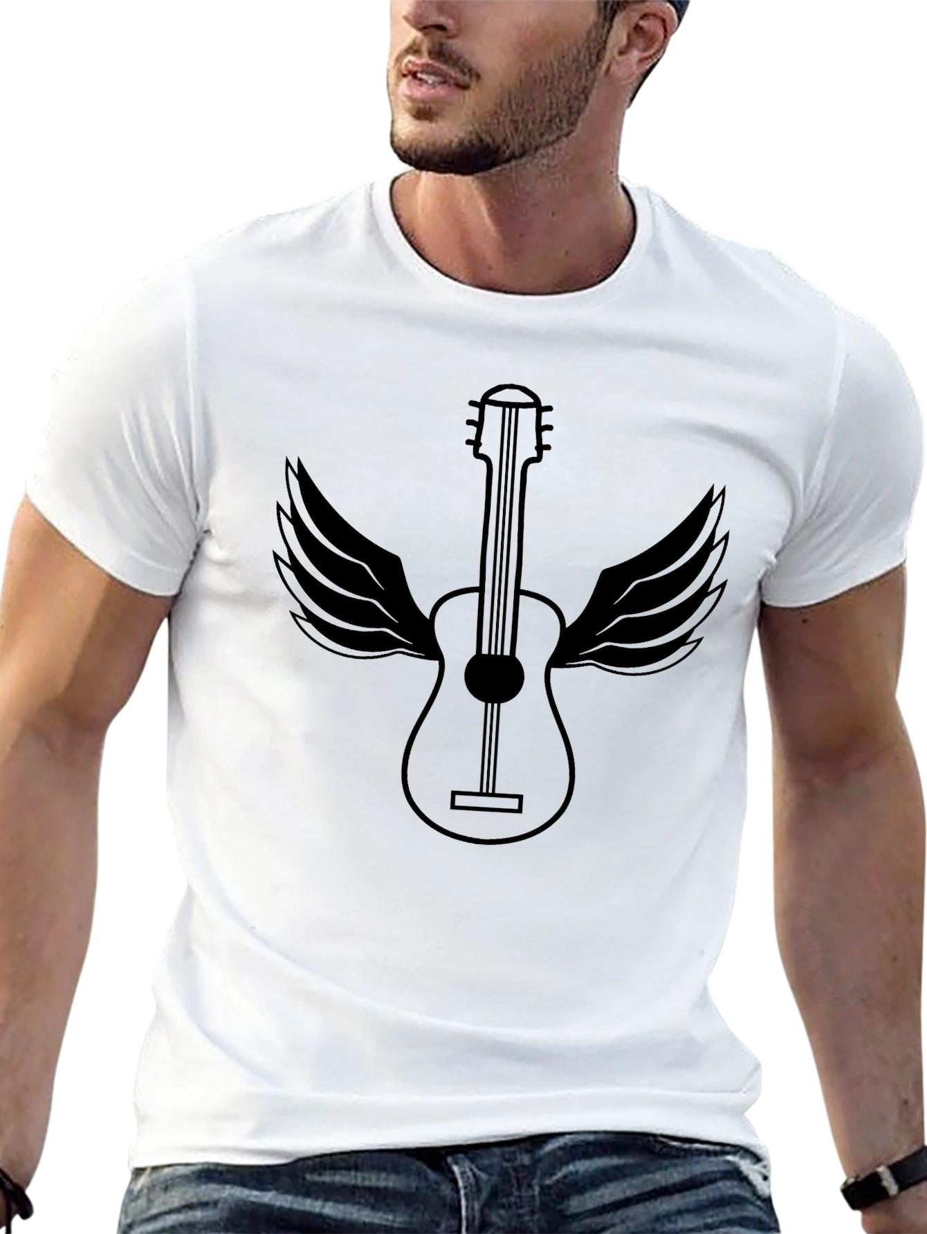 Guitar Wings Graphic Tee - Black Cotton Comfort