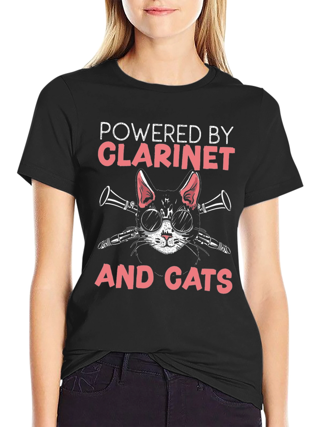Powered By Clarinet and Cats T-Shirt