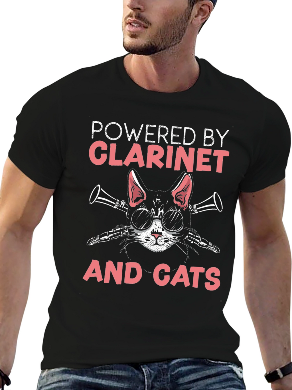 Powered By Clarinet and Cats T-Shirt