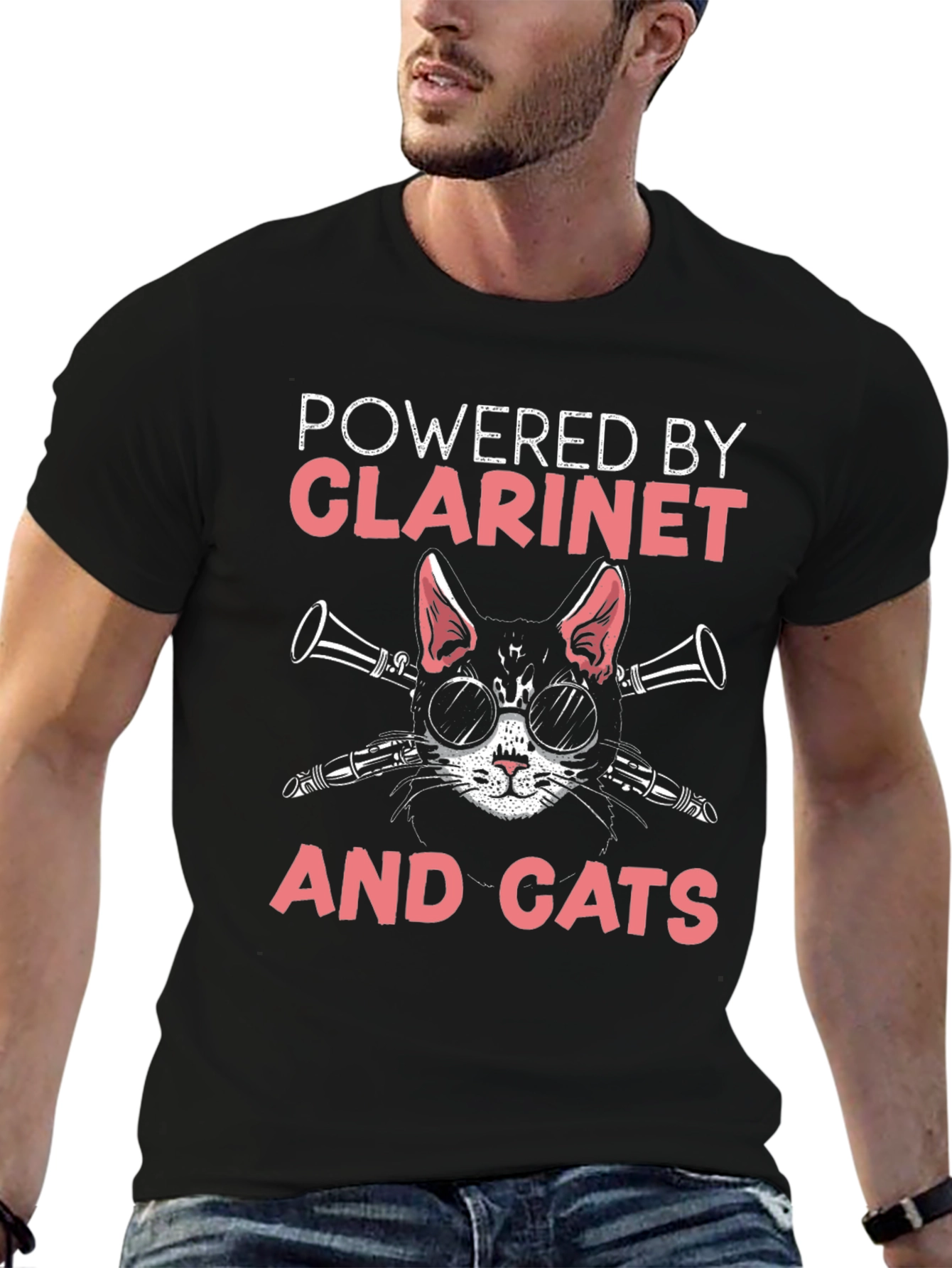 Powered By Clarinet and Cats T-Shirt