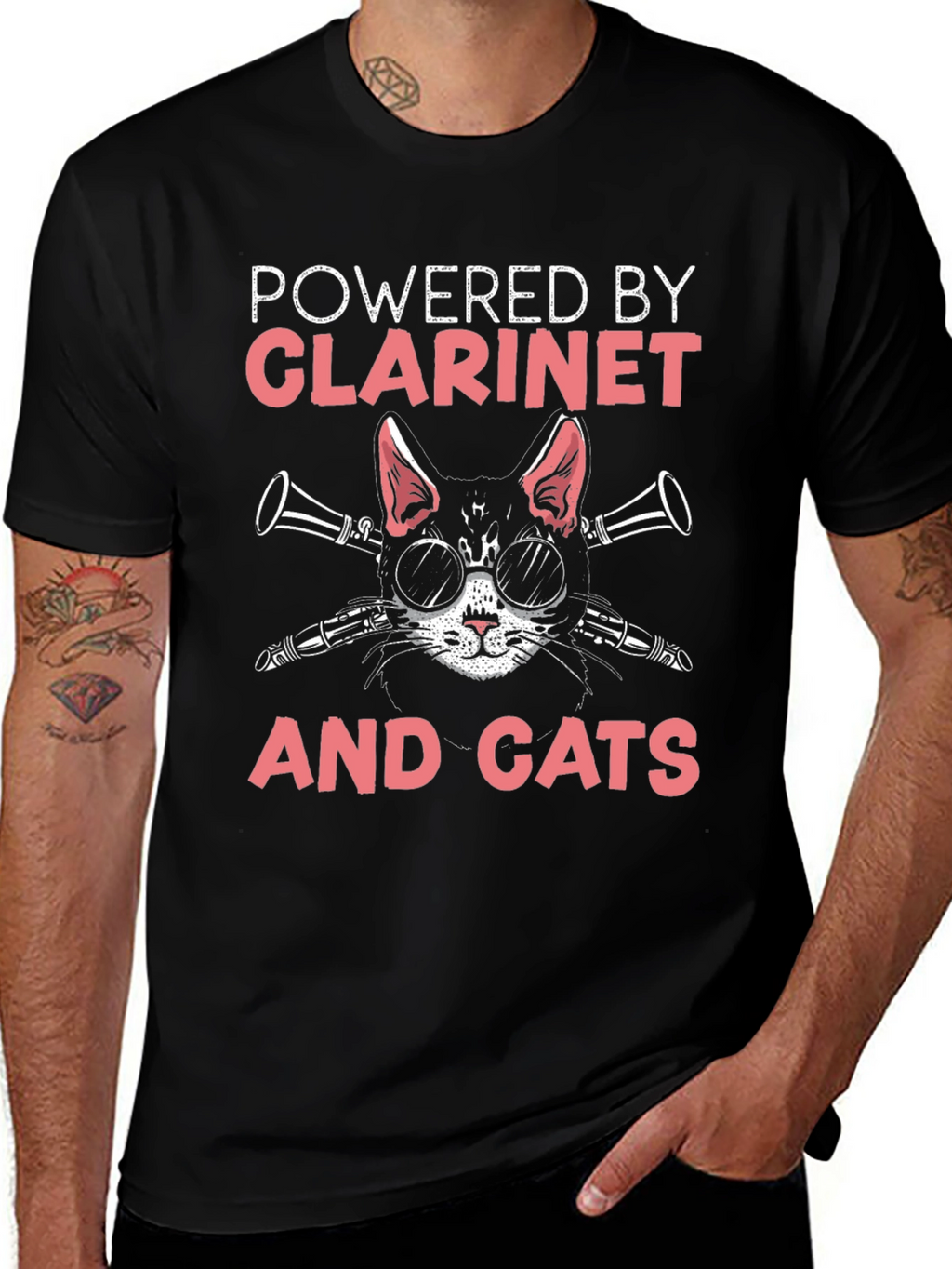 Powered By Clarinet and Cats T-Shirt