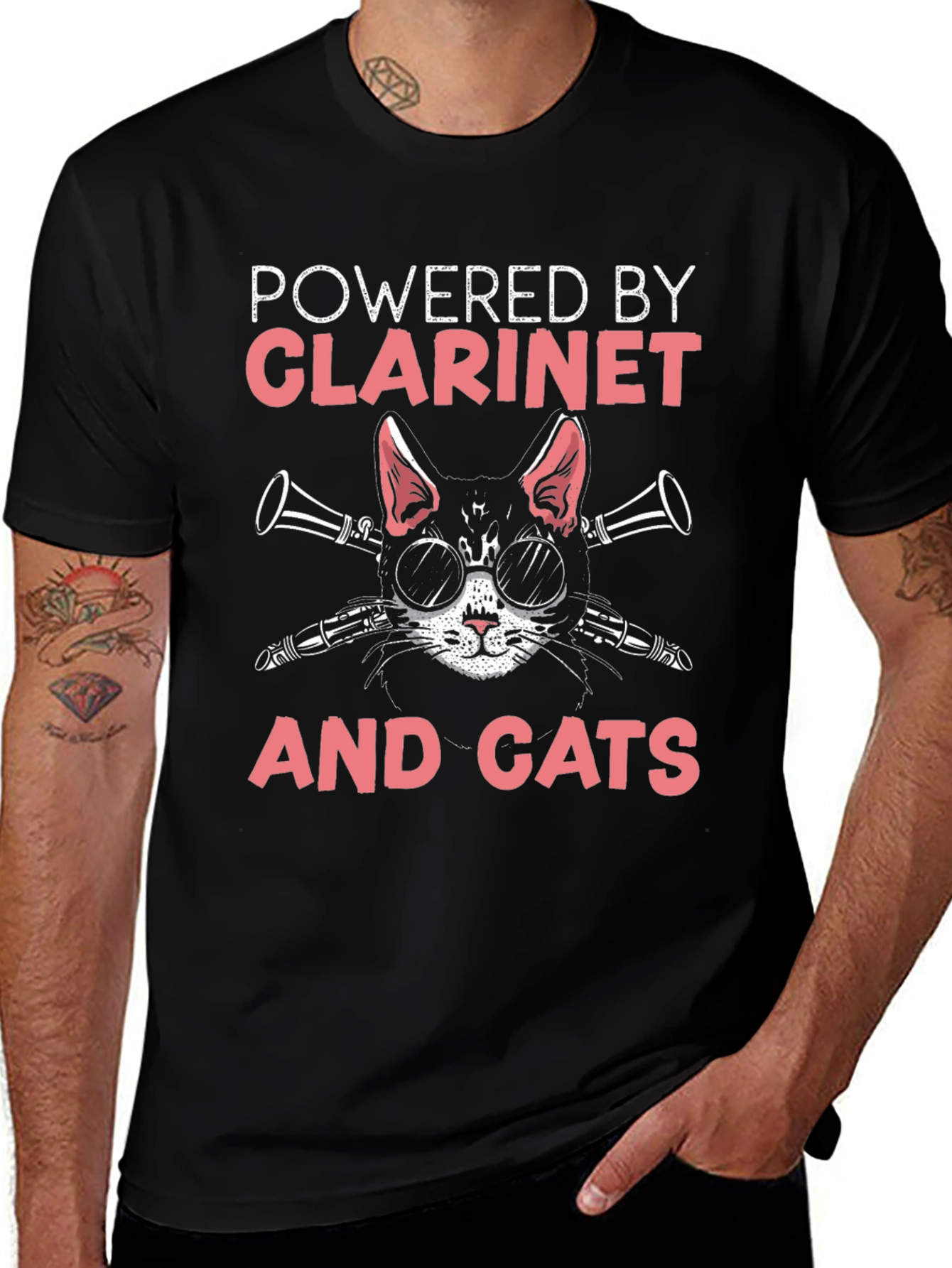 Powered By Clarinet and Cats T-Shirt