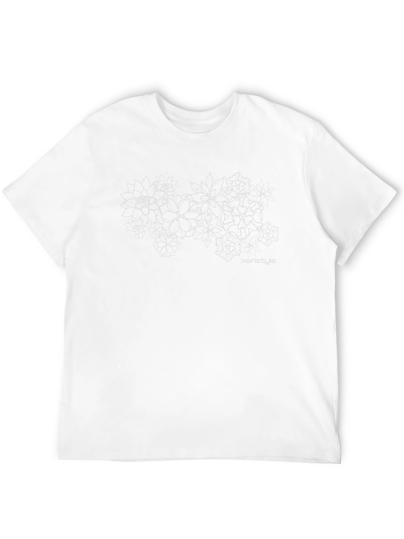 Floral Line Art Black Tee | Xeristyle