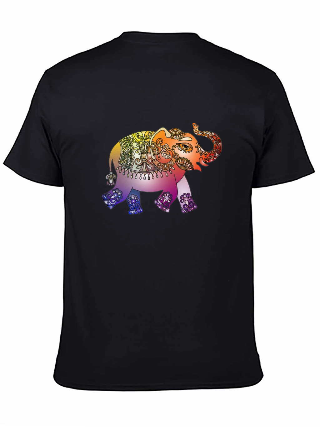 Elephant Mandala Graphic Tee - Mens Black T-Shirt