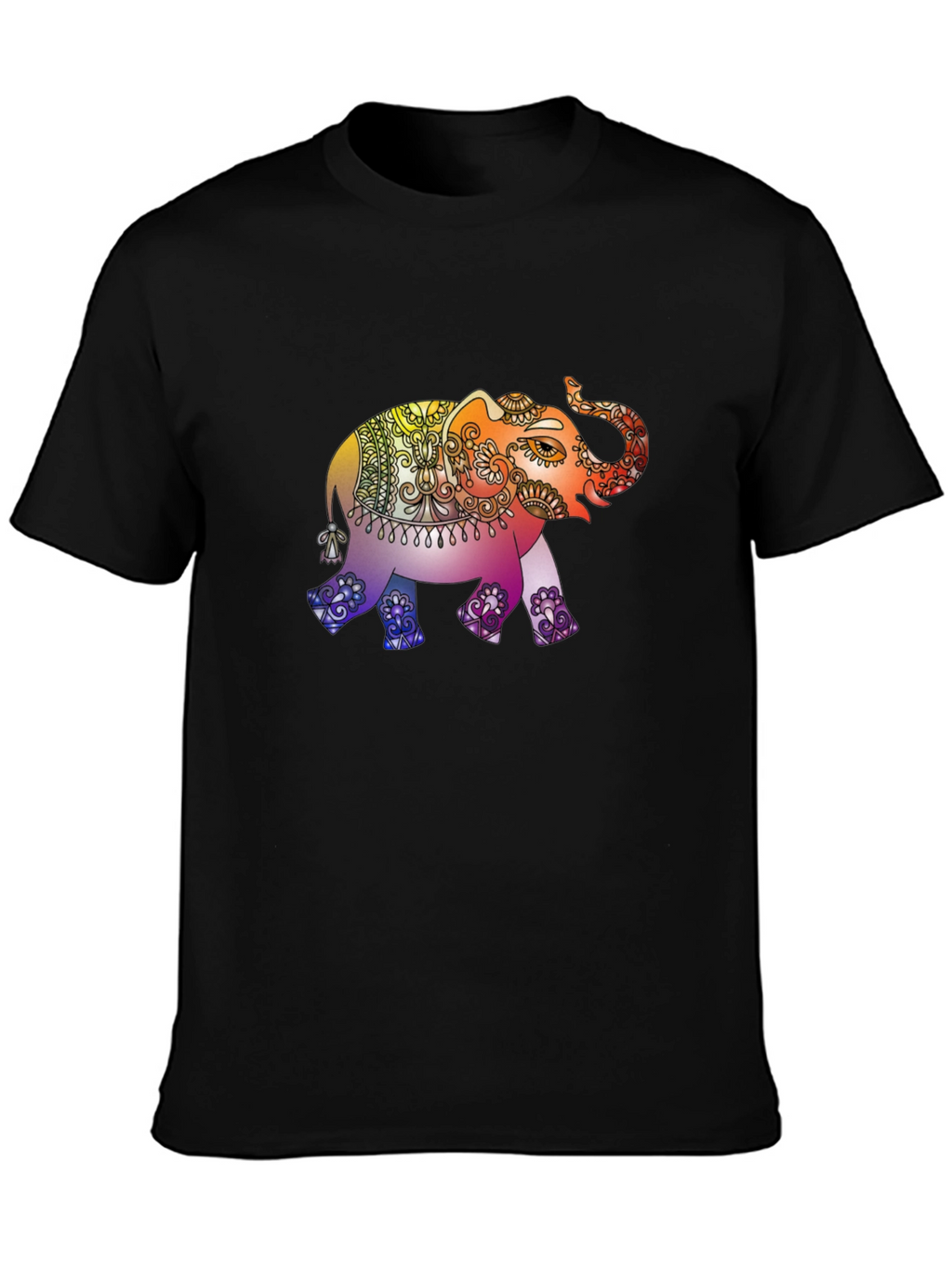 Elephant Mandala Graphic Tee - Mens Black T-Shirt