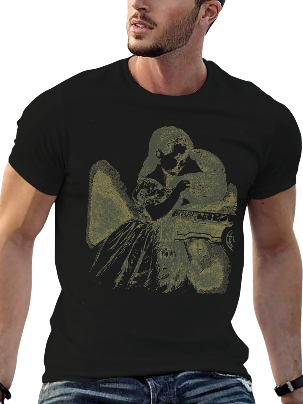 Alice in Wonderland Graphic Tee - Black Cotton Blend