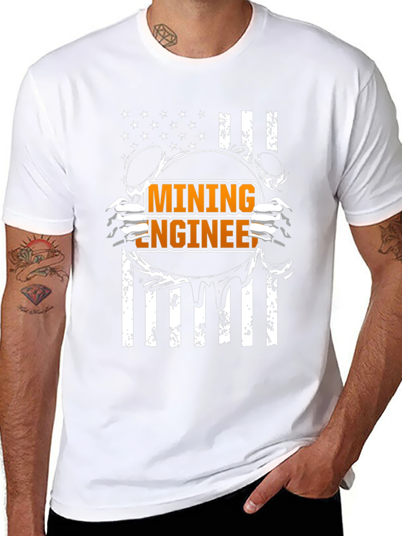 Mining Engineer American Flag T-Shirt