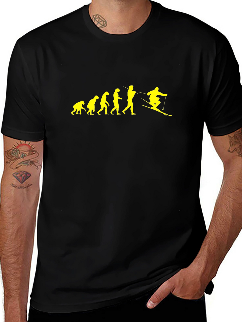 Evolution of Skiing T-Shirt - Black Cotton Tee