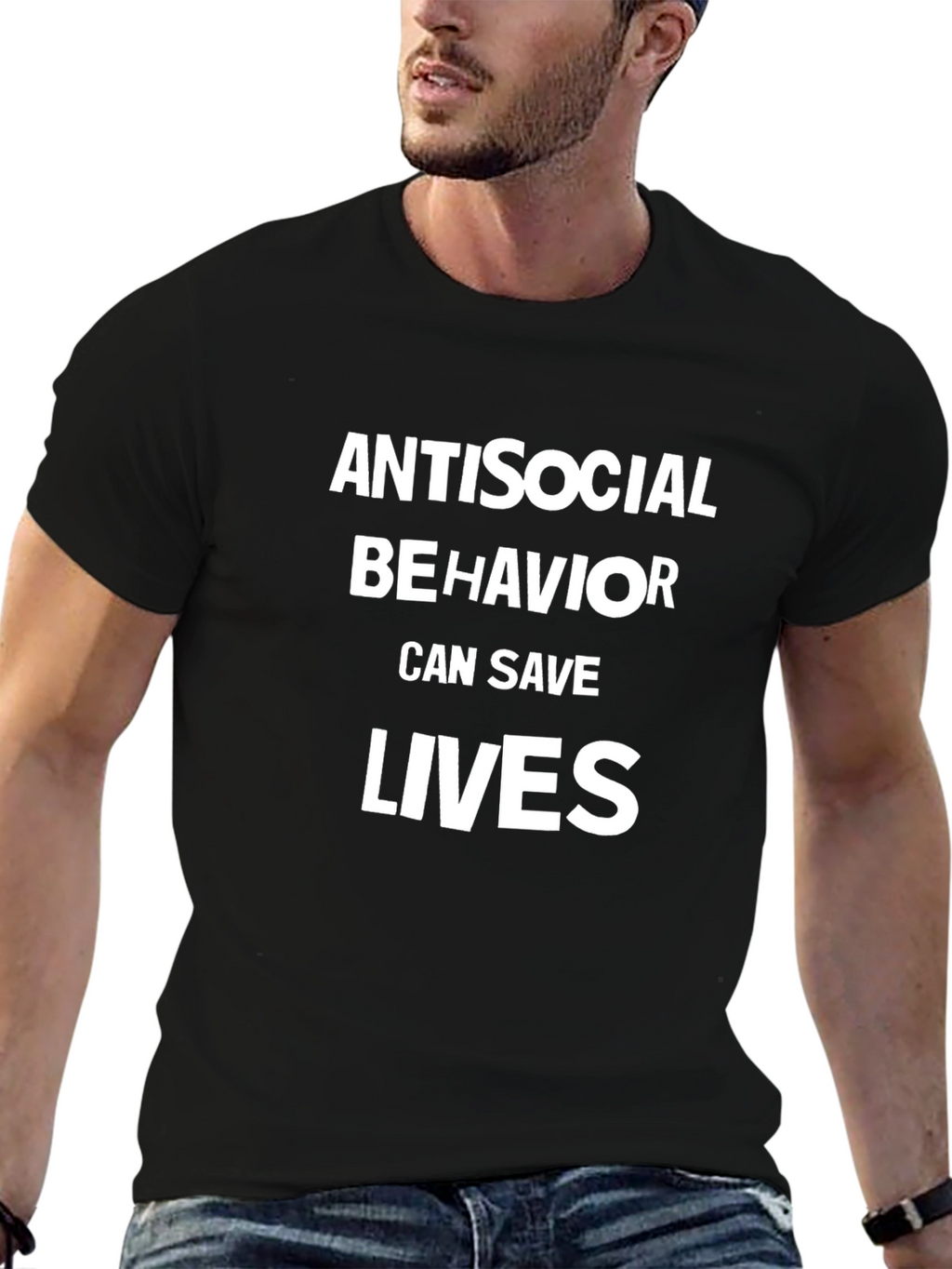Antisocial Behavior Saves Lives Black Graphic Tee