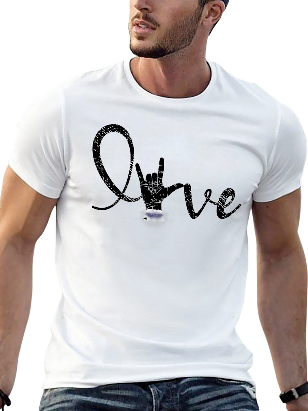 Love Sign Language Graphic Black T-Shirt