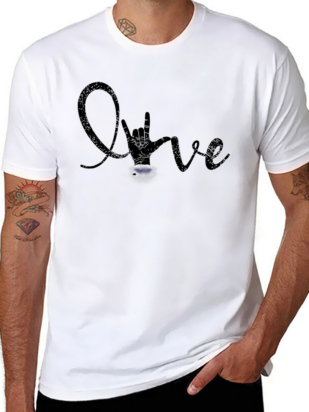 Love Sign Language Graphic Black T-Shirt