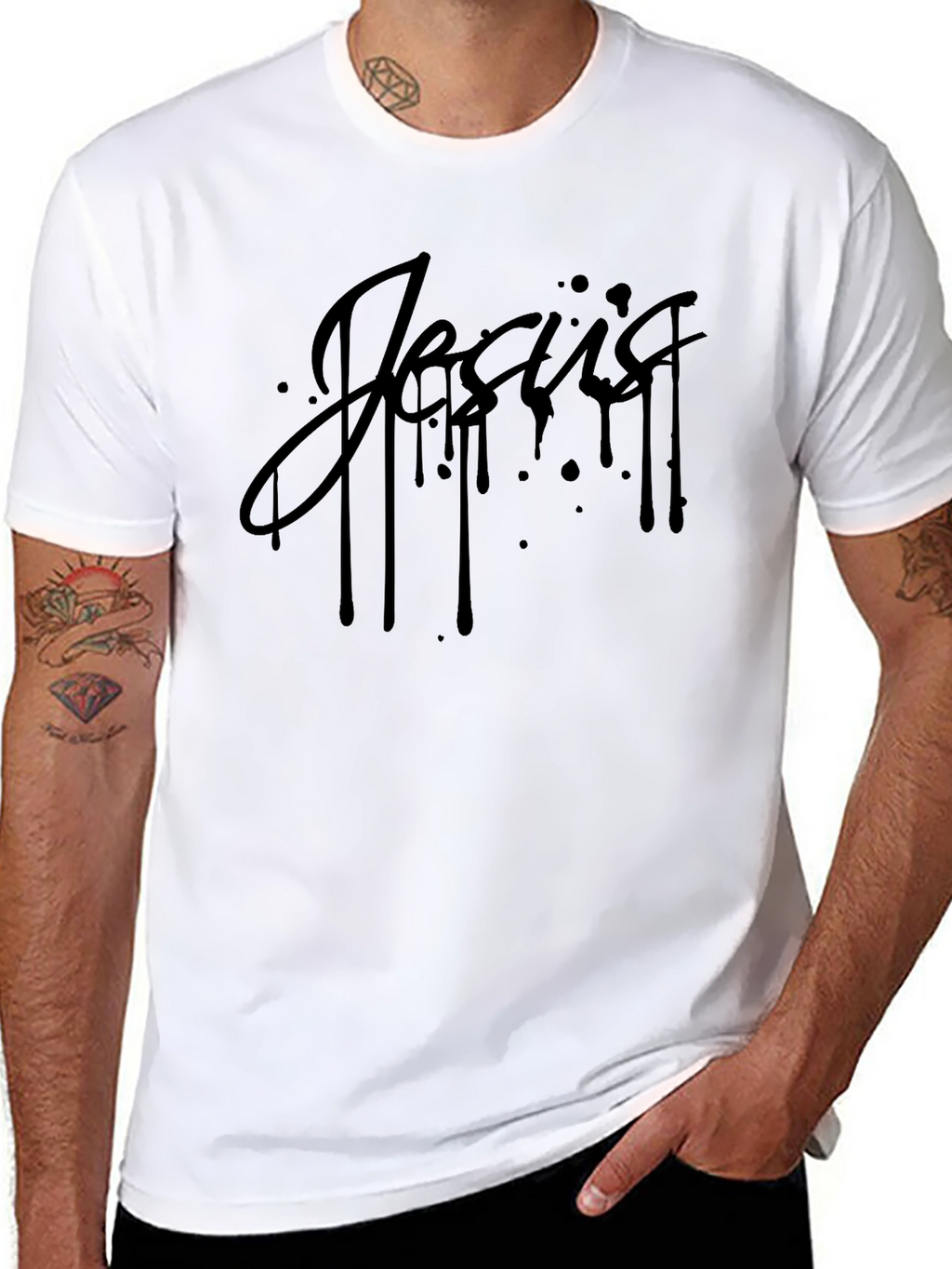 Jesus Drip Graphic T-Shirt - Mens Black Tee