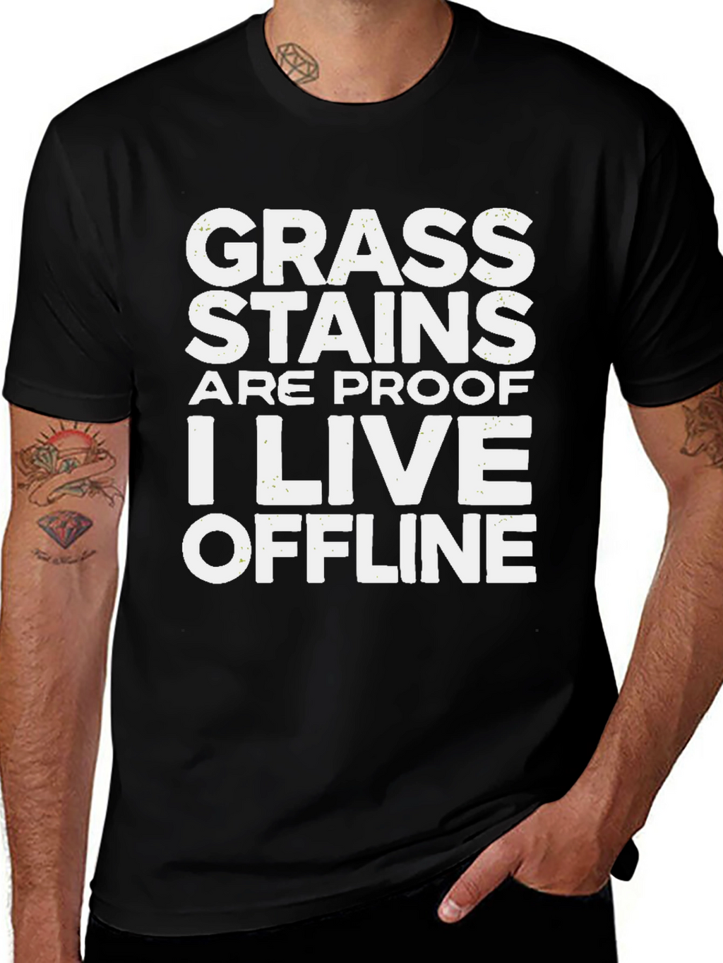 Grass Stains Offline T-Shirt - Humorous Graphic Tee