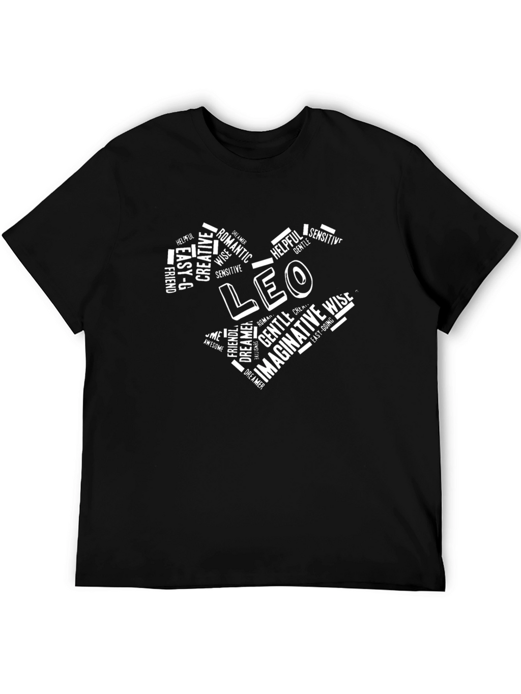 Mens Leo Zodiac Heart Word Graphic T-Shirt