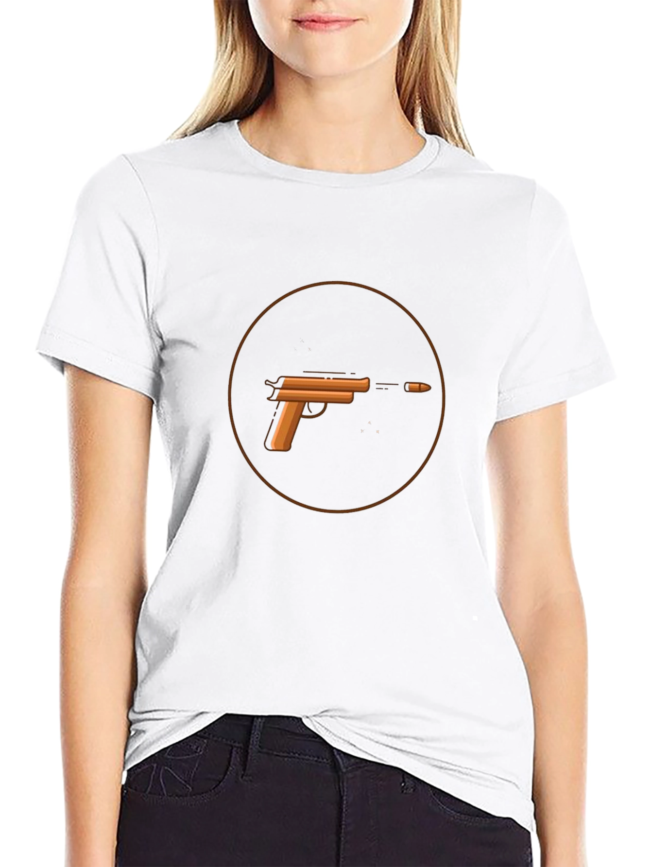 Gun Graphic T-Shirt - Casual Black Tee